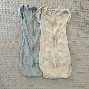 aden + anais Essentials Easy Snug Swaddle sz newborn/0-3 mo 2-pack gray/floral